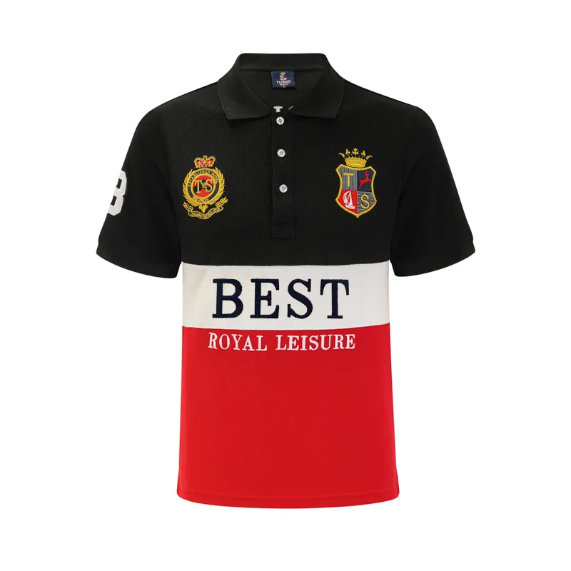 

New Short Sleeved Polo Shirt Men's European Size Cross-border Foreign College British Sports Embroidery Large Size 6xl 7xl