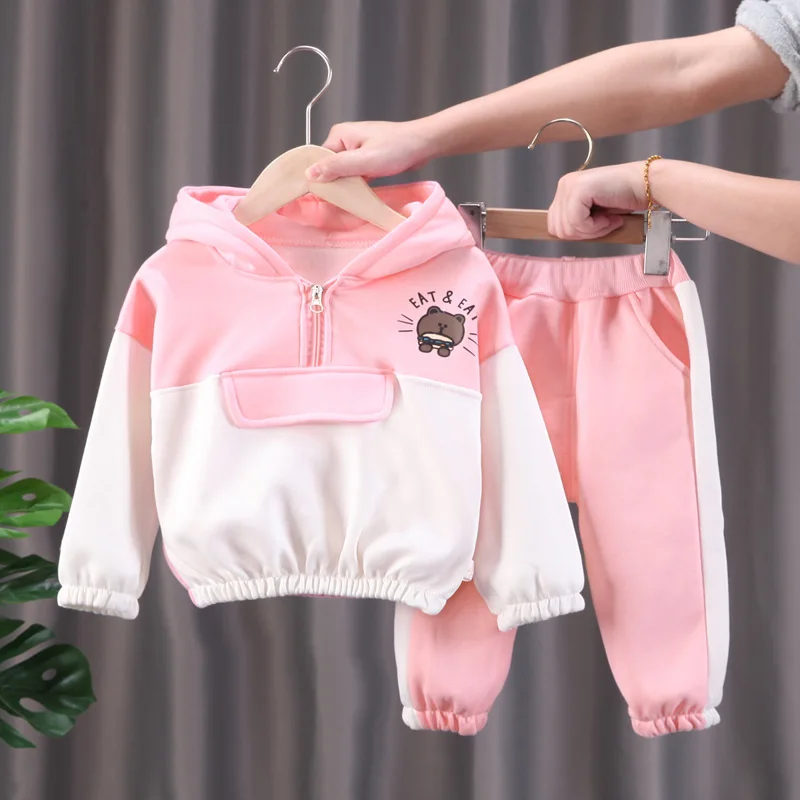 

LZH Suit For Girls Spring And Autumn Sports Baby Girls Clothes Cartoon Top+Pants 2 Piece Outfits Kids Clothes For Girls 1-5 Year