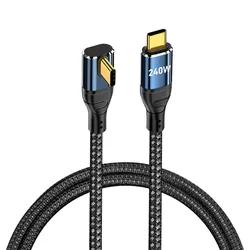 1m 240W Right Angle Fast Charging USB - C Cable with E - Mark Chip and Nylon Braiding (1m Braided Cable)