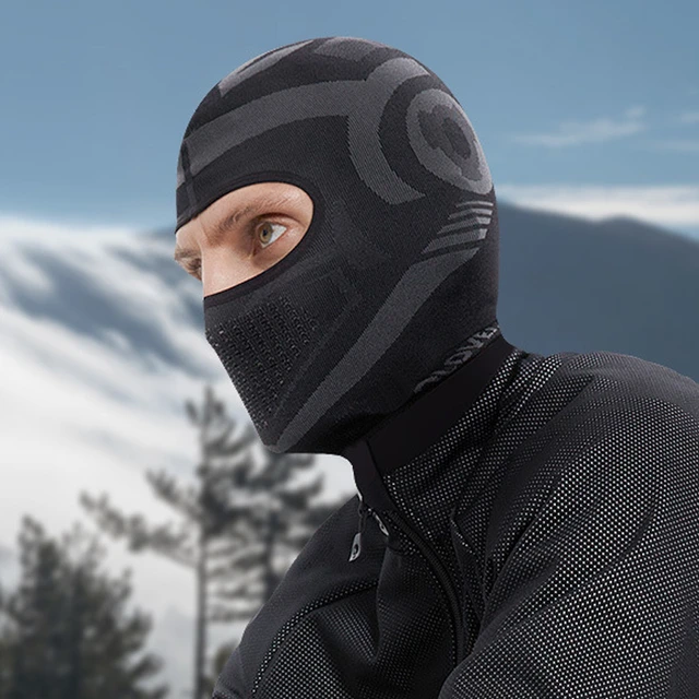 Cagoule d'hiver coupe-vent en tissu extensible pour homme, casquette de ski  à rayures, couvre