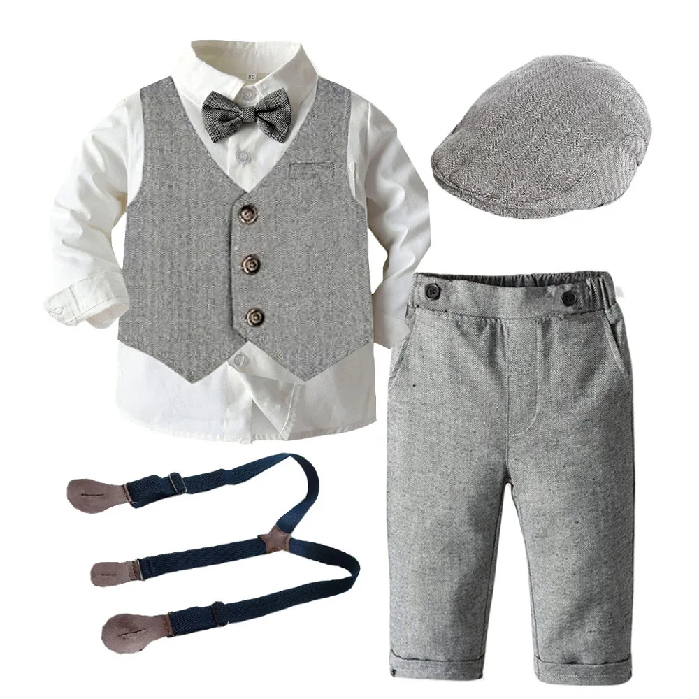 

Kid Boys Formal Wedding Boutique Set Children Handsome Solid Suit Classic Shirt Toddler Gentleman Clothes for 1 2 3 4 5 Years
