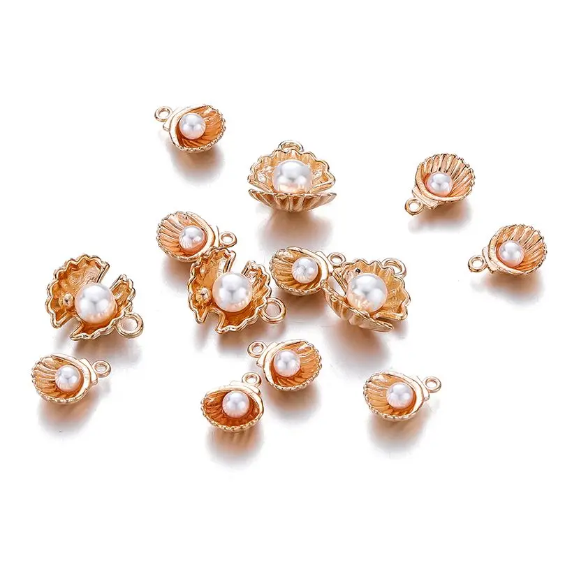 10Pcs/bag Imitation Pearl Ocean Small Shell Charms For Cute Necklace Bracelet Ear Pendants DIY Jewelry Making Accessories