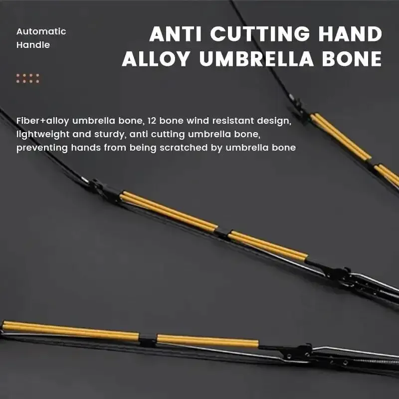 12 Bone Black Glue Fully Automatic Umbrella With Thick And Durable Keel Three Fold Umbrella UV Resistant Folding Umbrella 4