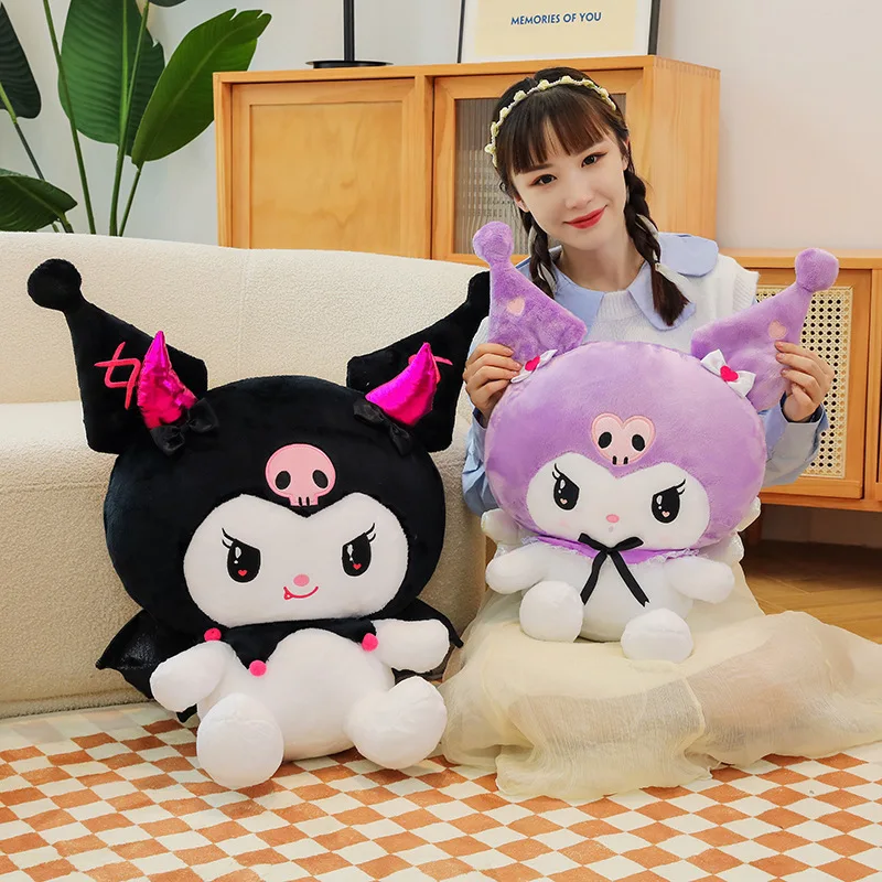 

Sanrio Kawaii ангел демон Kuromi мягкая плюшевая игрушка кукла мультфильм Милая Подушка Мягкий декор комнаты плюшевый подарок для детей на день рождения