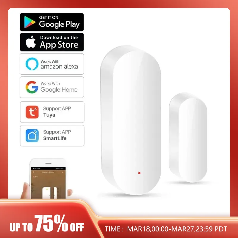 Tuya Smart WiFi Door Sensor Open Close Detector Smartlife App Control Notification Compatible with Alexa Google Home - Image 2