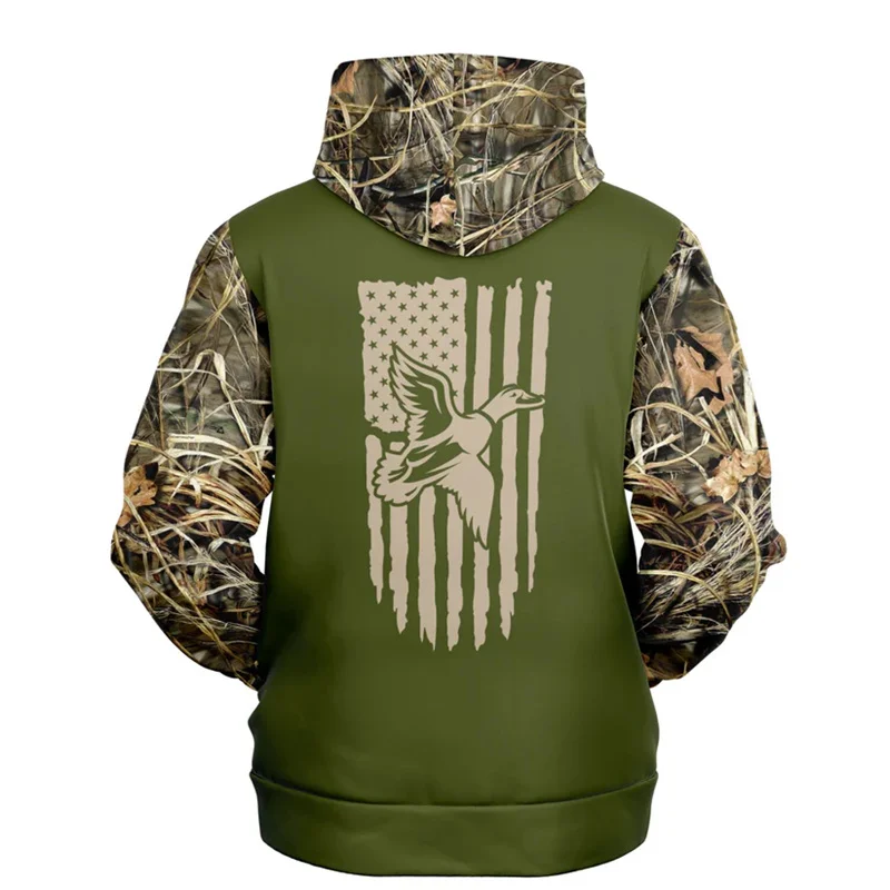 Duck Off Funny Camo Hoodie Men's Clothing Outdoor Sport Trendy Hooded Coat 3D Printed Camouflage Pattern Hunting Hoodies 2025 – Detail 2