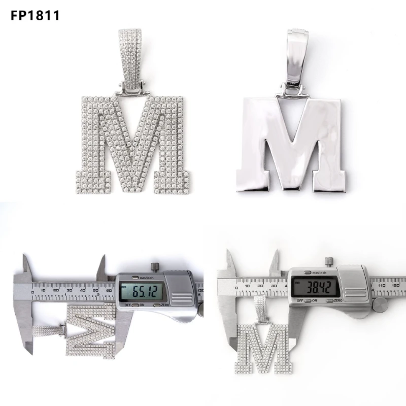 Hiphop Iced Moissanite Combine Letter Pendant Men Women 925 Sterling Silver Moissanite Diamond Alphabet Pendant Custom Jewelry