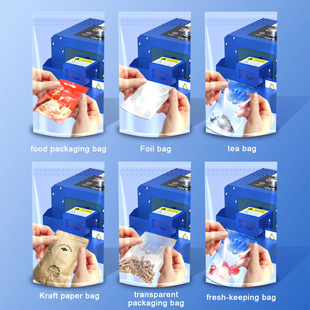 Electric Plastic Film Sealer Food Packaging Bag Continuous Heat Sealer Automatic Roller Temperature Control Sealing Machine