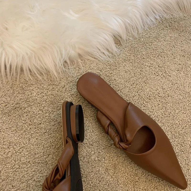 New Summer Simple Styles Slippers Women Lazy Baotou Flat Half Slippers One Pedal Low Heel Casual Version All-match Women's Shoes