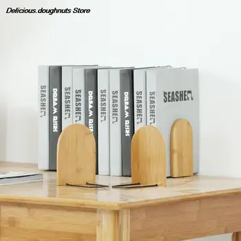 S L Nature Bamboo Desktop Organizer Bookends Book Ends Stand Holder Shelf Bookrack Office Accessories