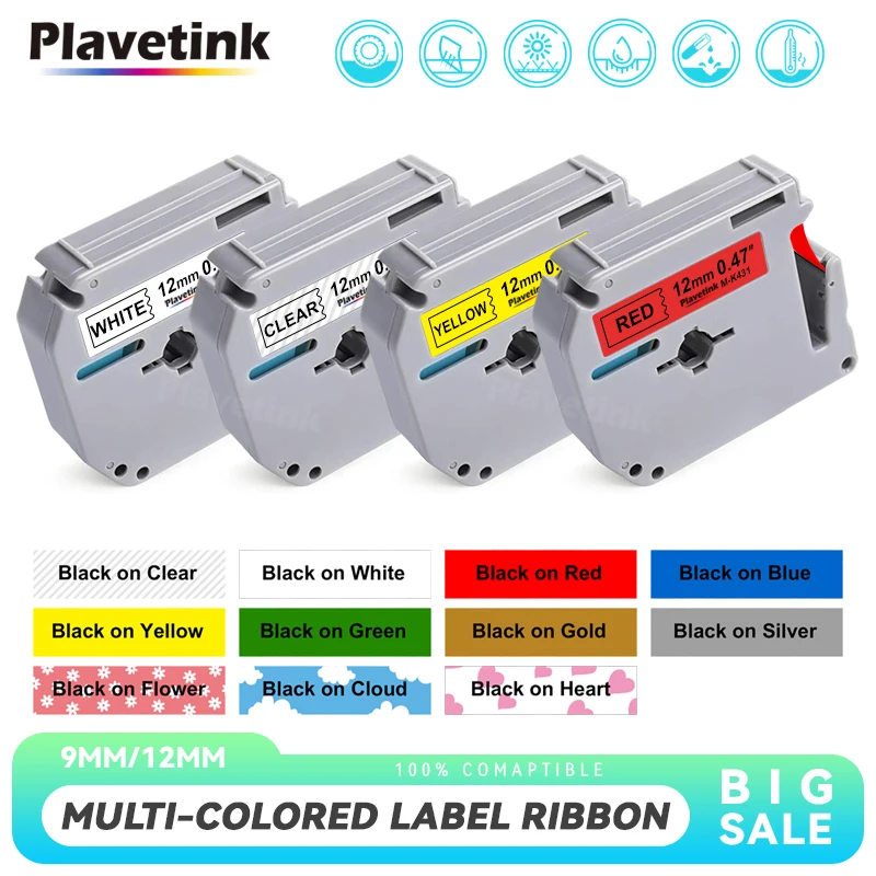 

Ярлык PLAVETINK 9/12 мм * 8 м, ярлык, совместим с Brother MK 231, MK231, Φ 631, для Brother P-touch, фотопринтер