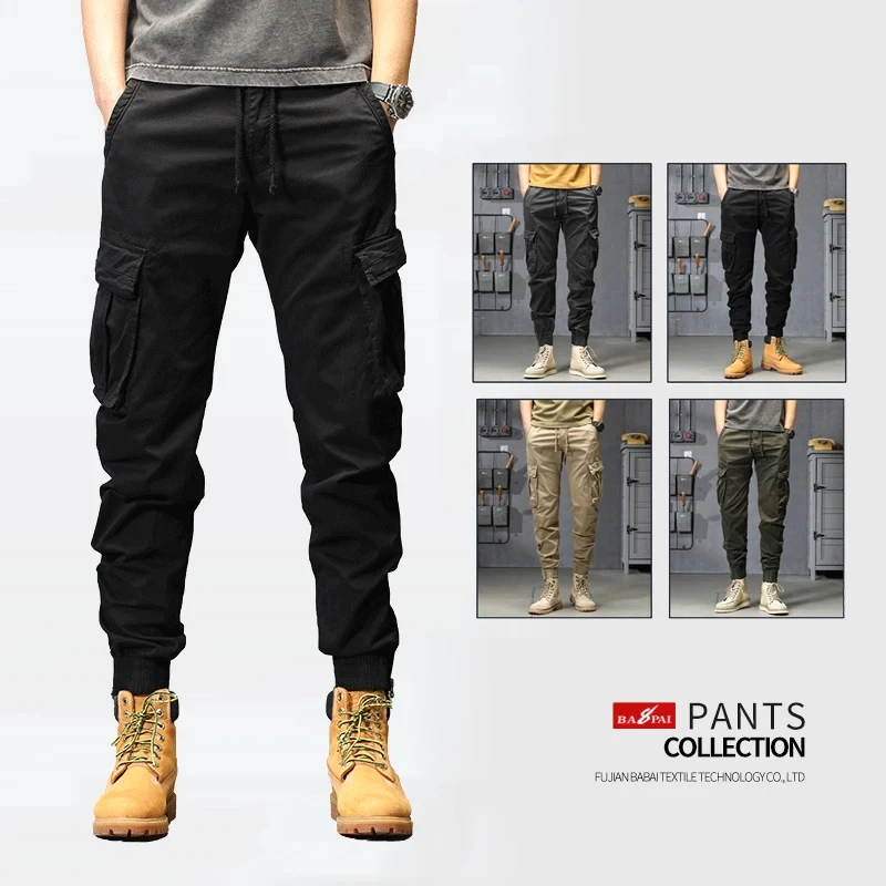 

2023 Men's Fashion Cargo Pants Work Pants Outdoor Wear-resistant Mountaineering Trousers Work Clothes Khaki Harem Pants