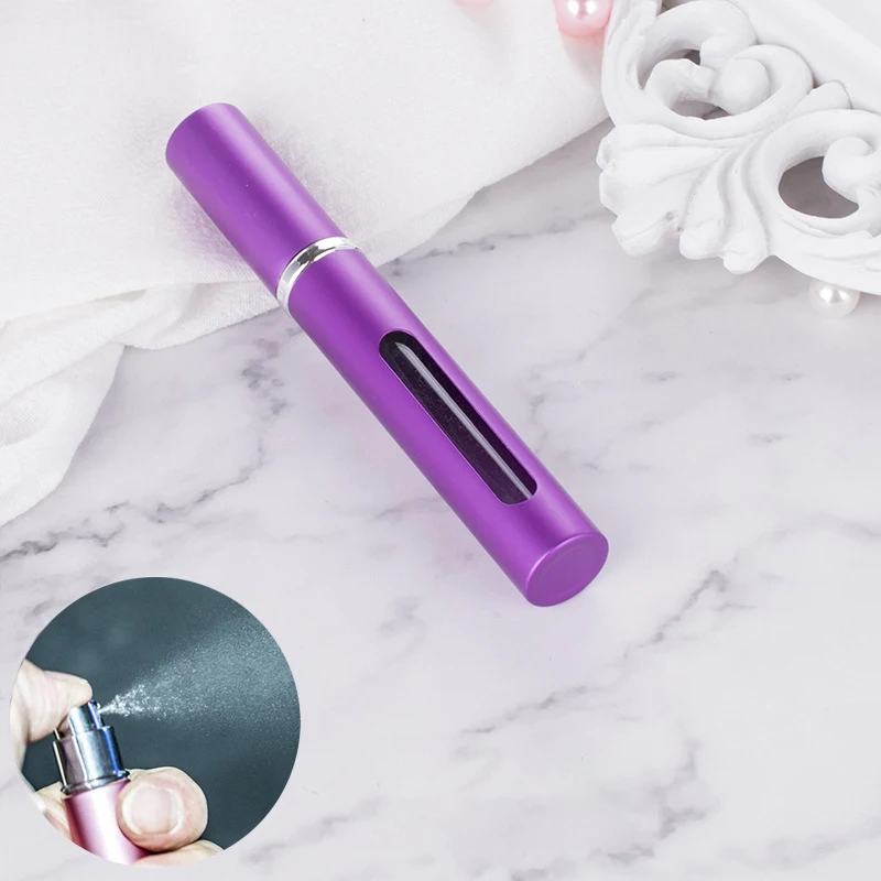 1PC 5/10ml Portable Perfume Bottle Refillable Metal Spray Pump Aluminum Empty Glass Atomizer Travel Women Cosmetic Containers