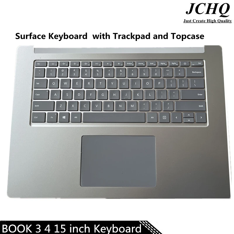 

JCHQ Original Keyboard For Microsoft Surface Book 3/4 1872 15 inch Topcase Assembly Keyboard with Trackpad Complete Silver US