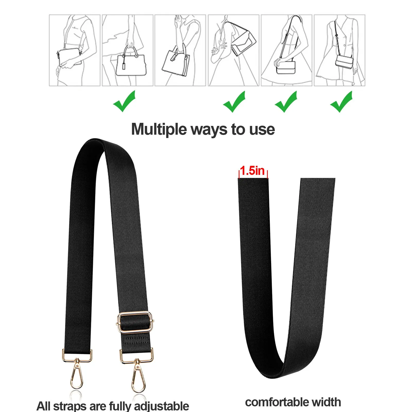 2.5cm Width Shoulder Bag Strap, Adjustable 82-123CM Length Crossbody Handbag  Chain Strap, New Fashion Guitar Stra… | Handbag straps, Purse strap, Canvas  leather bag
