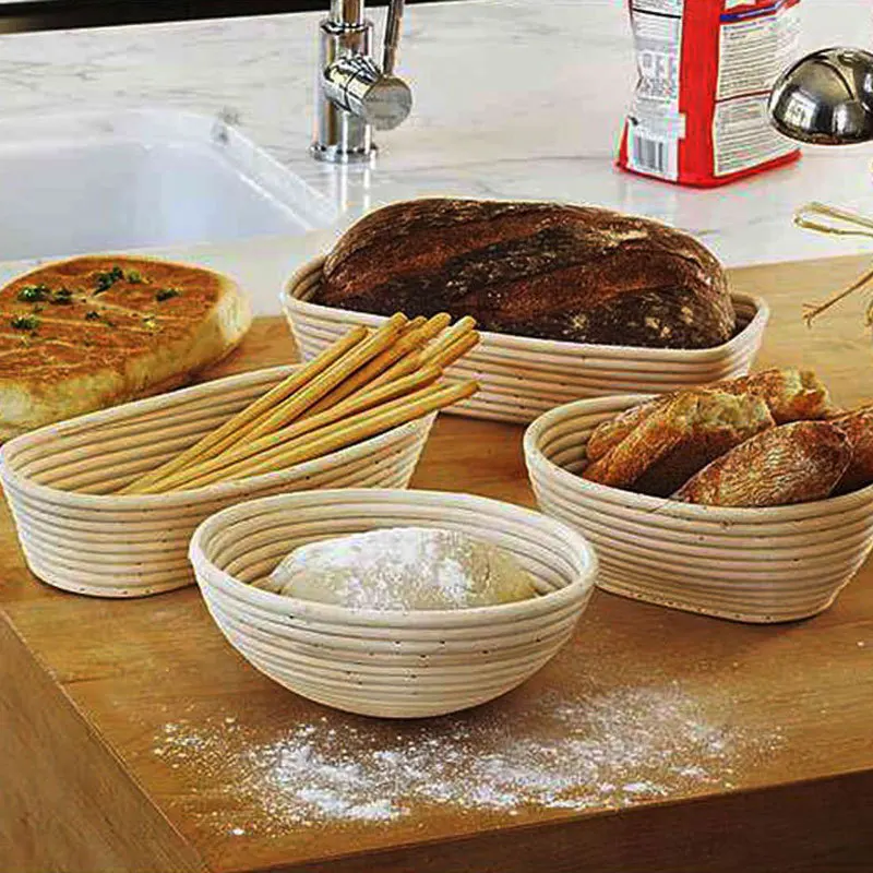 Natural Rattan Bread Proofing Basket Handmade Rattan Wicker Baking Bowl Dough Fermentation Sourdough Banneton Bread Basket