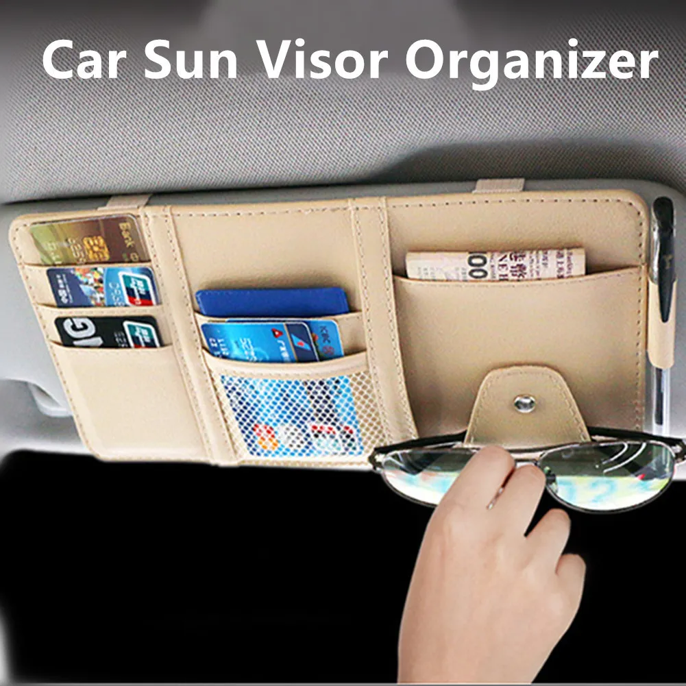 Car Styling Visor Organizer Auto Sun Visor Storage Pouch Car Organizer Sunglasses Holder Card Ticket Pocket Pen Holder sun visor organizer
