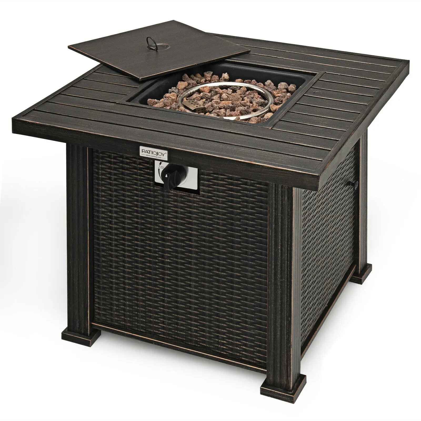 Patiojoy 30" Gas Fire Pit Table 50,000 BTU Square Propane Fire Pit Tab