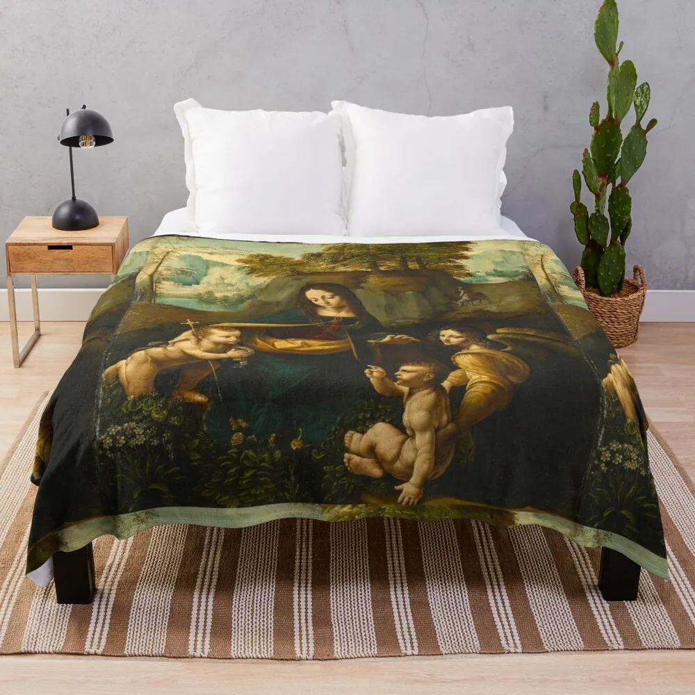 

the virgin of the rocksleonardo da vinci, renaissance art, ancient paintings, the art of painting, art lover, famo Throw Blanket