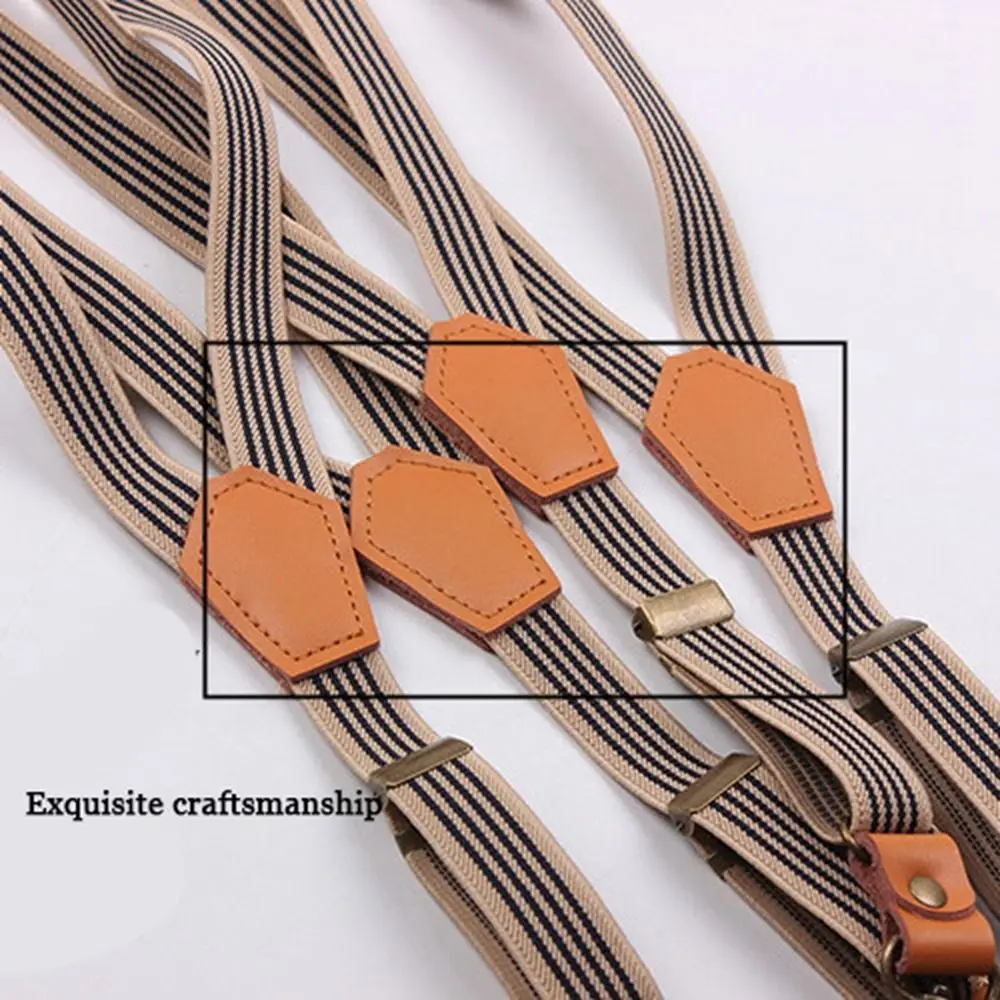 Vintage Strap Clip Performance For Men 3 Hooks Solid Color Suspenders Clips Adjustable Braces Tie Suspenders Hanging Pants Clip