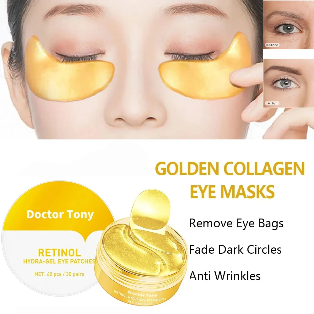 Skincare Products Rose Retinol Hyaluronic Acid Eye Mask Remove Dark Eye Circles Collagen Patches Korean Face Care Product, collagen eye mask, rose eye mask, eye mask