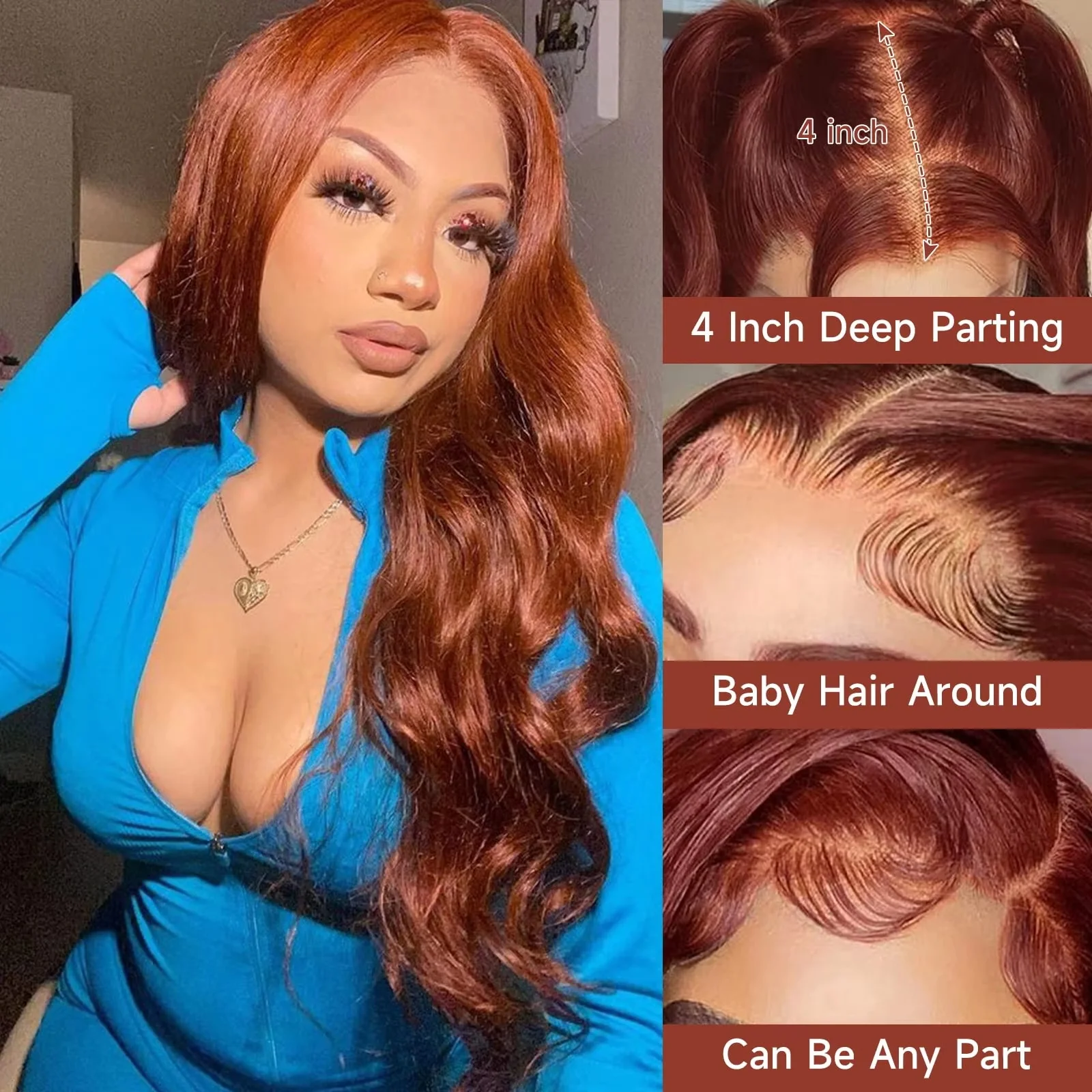 Lace Front Wig Human Hair Wig 30 40 Inch Reddish Brown 13x4 HD Lace Front Wigs Human Hair Body Wave 13x6 Colored For Women