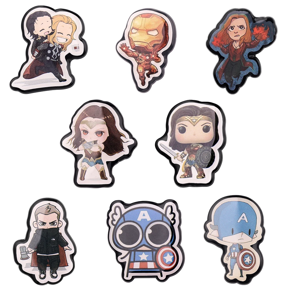 

The Avengers Superhero Lovely Cartoon Brooches Thor Loki Iron Man Captain America Scarlet Witch Cute Badges Anime Lapel Pins