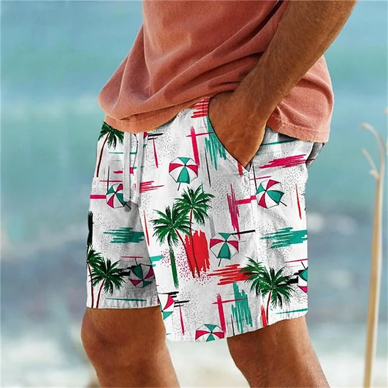 2024 New Fashion Men Women Short Pants Palm Tree 3d Print Summer Hawaiian Beach Shorts Swimwear Oversized Casual Ice Male 2
