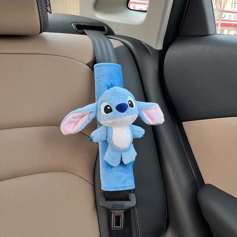 Stitch Angel New Cartoon Plush Doll Toy Car Decoration for Male and Female Couples Soft and Comfortable Seat Belt Shoulder Cover