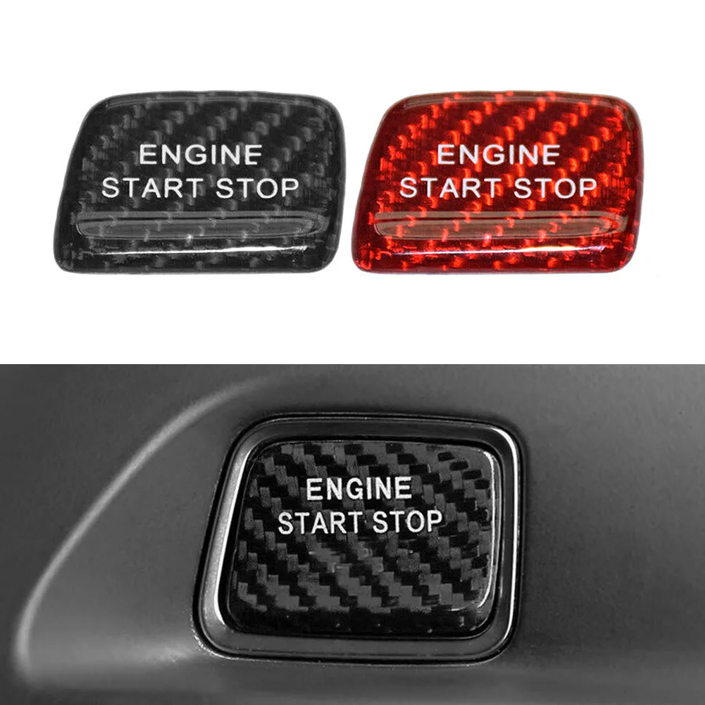 

For Chevrolet Camaro 2016-2018 Car Carbon Fiber Engine Start Stop Button Cover Keyless Decorated Stickers Red/Black