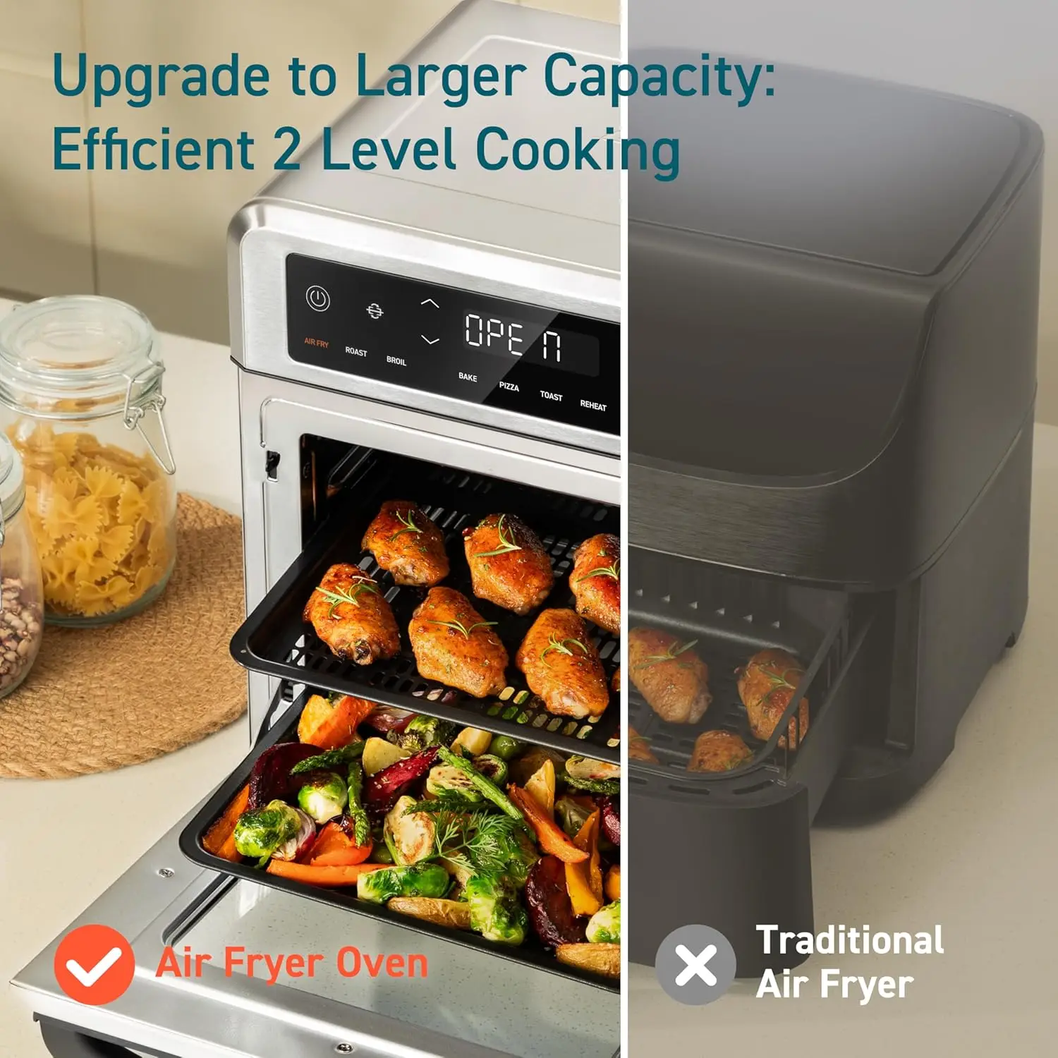 11-in-1 Air Fryer Oven , 13Qt Small Footprint Airfryer combo with Rotisserie, Toast, Bake, Roast, Reheat Functions and mo 3