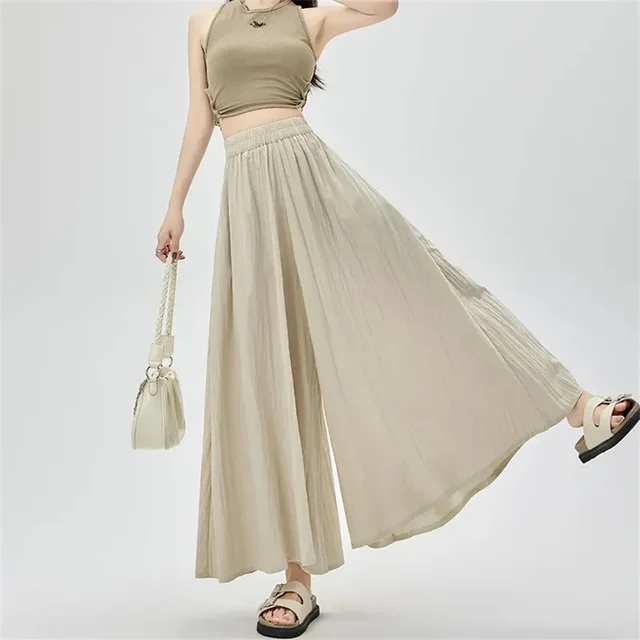 Pantalones Culotte hasta el tobillo de seda de hielo novedad de