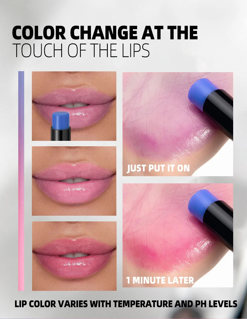 Magic Color Changing Lipstick Moisturizing Long Lasting pH Reactive Lip Balm Nourishing Stain Tint For Women Girls