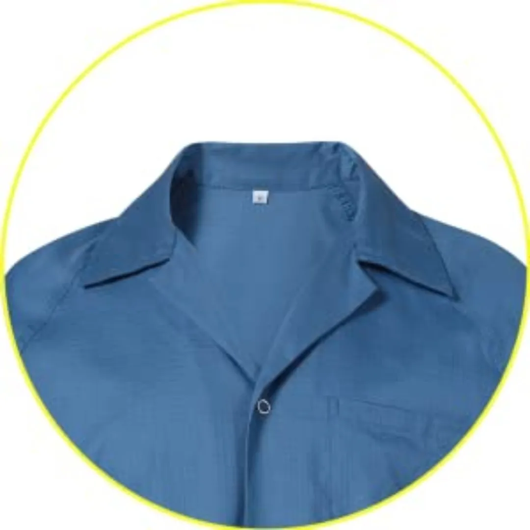ESD Lab Coat with Lapel Collar, 3 Pockets & Snap Cuffs, Knee Length Anti-Static Jacket