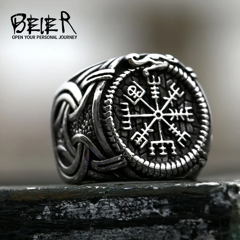 Stainless steel ring Viking Celtic solar symbol wheel amulet nordic slavic pagan jewelry