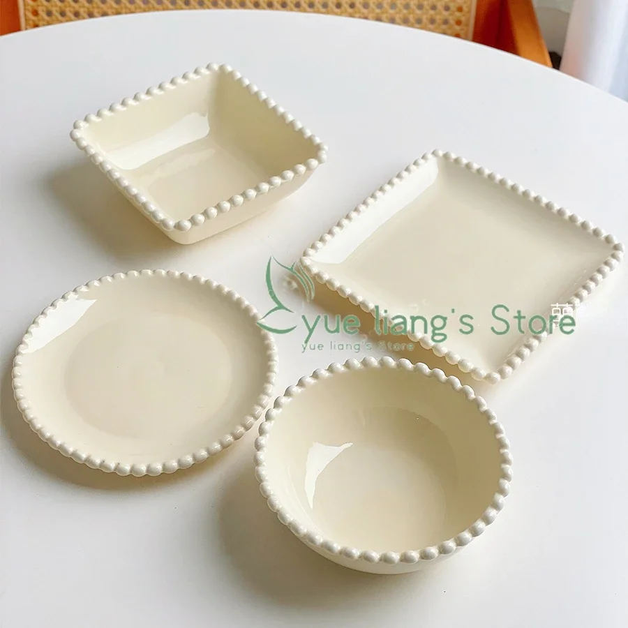 Porcelain Pearl Shaped Kitchen Tableware,Serving Plate,Rice Bowl,Dessert,Yogurt Bowls,Microwave,Oven,Dishwasher Safe