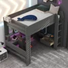 Wood Full Size Gaming Loft Bed Desk, Multi-storage Shelves,LED and Charging Station,Dark Gray Kids Bed Boys Bed Children's Beds 3