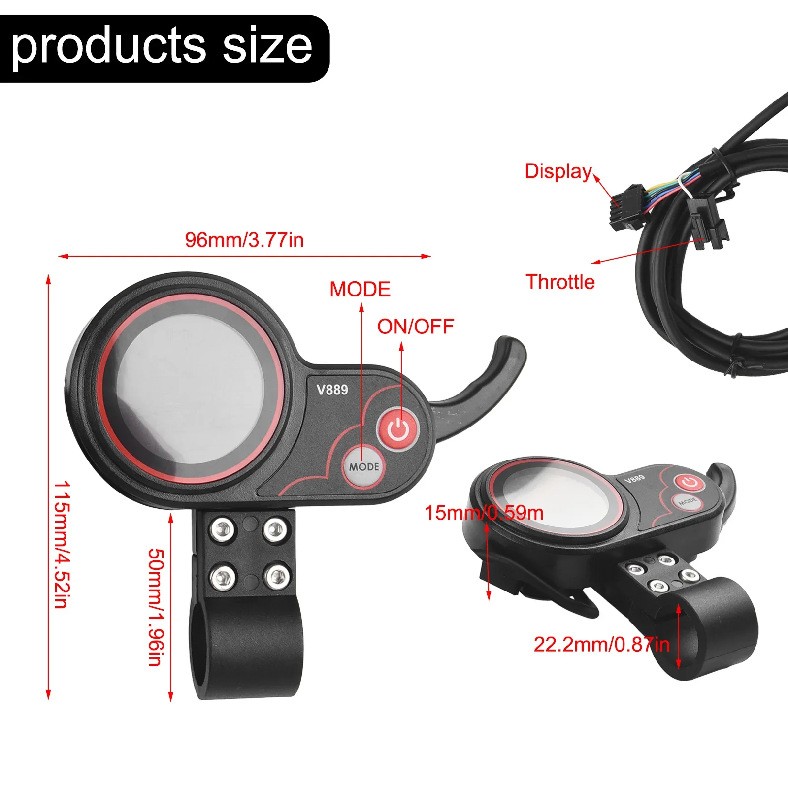 Ebike Display For No.2 Protocol Hook Finger Throttle Meter SM Electric Scooter V889 Color 6PIN SM