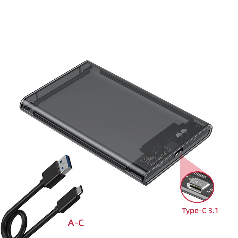 Tipo-c Caixa de Disco Rígido Transparente Gabinete Hdd 3.1 Notebook 25 Polegadas Ssd Estado Sólido Mecânico Móvel Disco Rígido Usb 3.1 Uthai-tm05 - Imagem 4