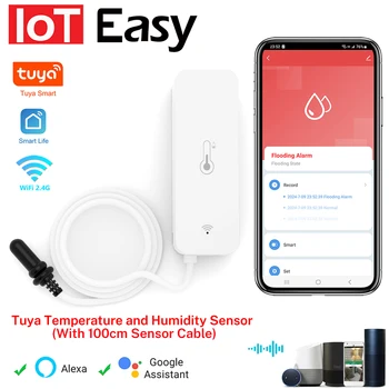 Tuya WiFi Temperature Humidity Sensor With External Probe for Smart Home Hygrometer APP Monitoring For Plants Aquarium Winery 1