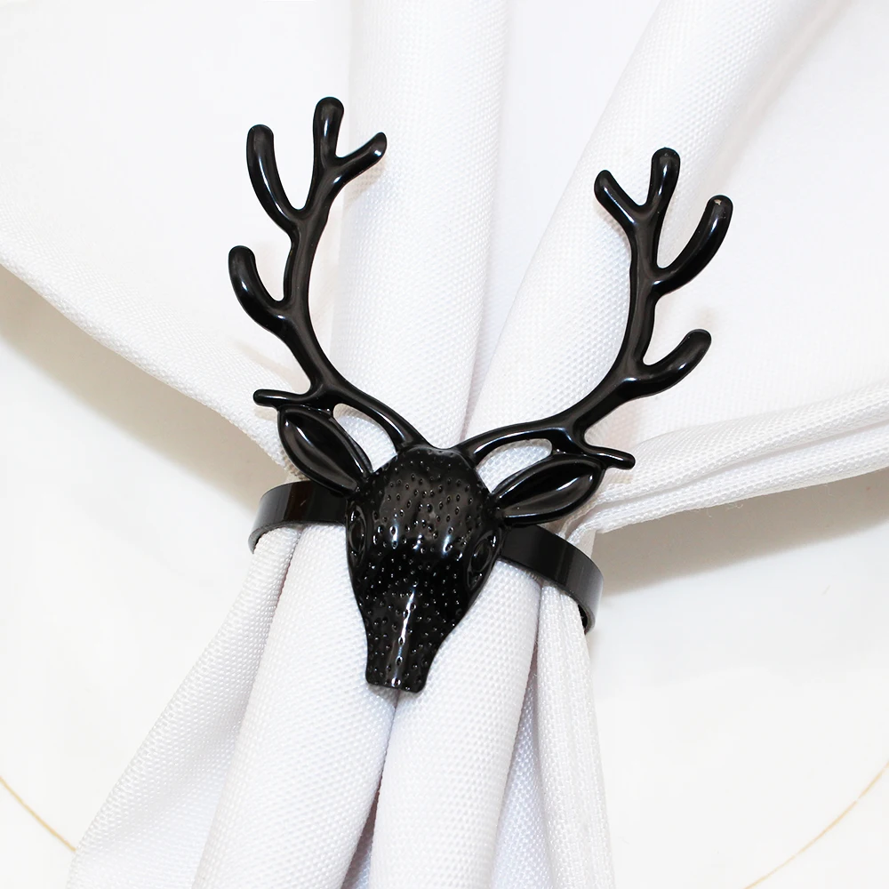 christmas napkin holder napkin ring 6Pcs Gold Napkin Rings Christmas Deer Napkin Holder Metal Elk Buckle for Wedding Party Xmas Dinner Table Decoration