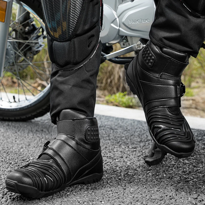 High Top Leather Upper Motorcycle Shoes Mountain Motorcycle Off-road Vehicle Shoes Men Couple Style Boots