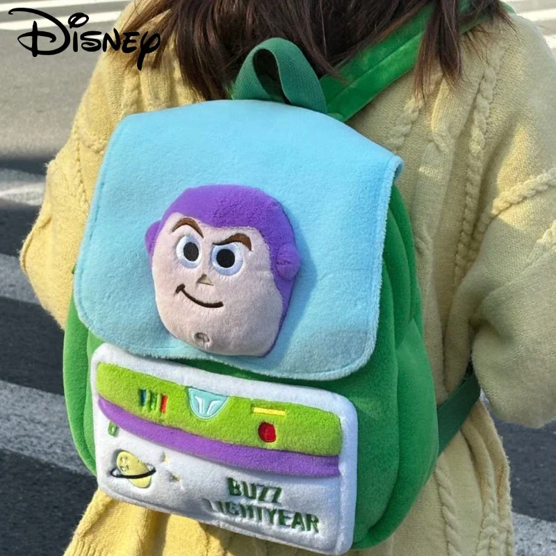 

New Disney Buzz Lightyear Plush Schoolbag Anime Cartoon Toy Story Series Cute Women's Large Capacity Backpack Girls Gift