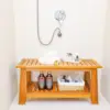 24" Teak Shower Bench With Shelf/Shower Benches For Inside Shower/Teak Shower Seat/Bathroom Bench/Teak Wood Benches For Showers 2