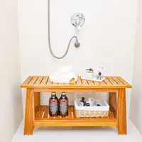 24" Teak Shower Bench With Shelf/Shower Benches For Inside Shower/Teak Shower Seat/Bathroom Bench/Teak Wood Benches For Showers 2