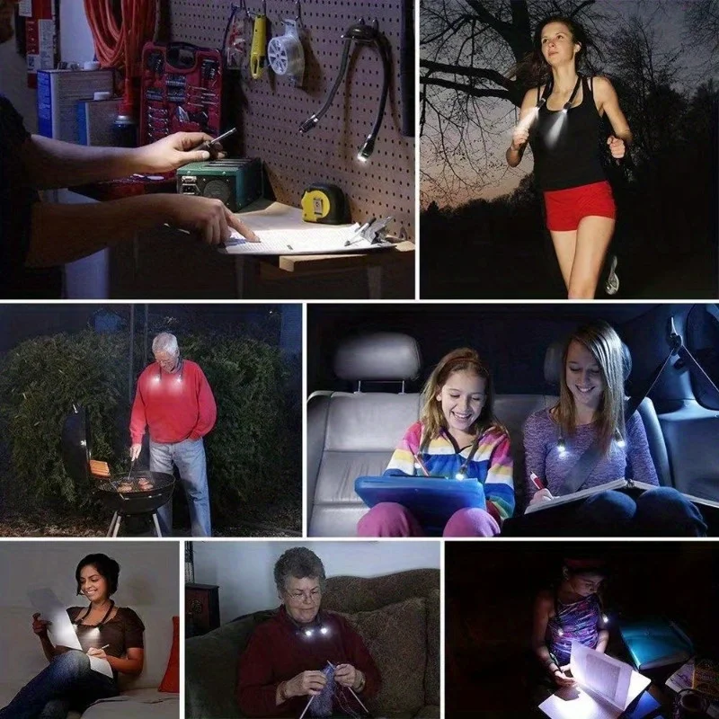 LED Neck Book Light Portable LED Camping Reading Versatile Light Knit Sweater Hanging Handfree Work Creative Flashlight led light book light mini led light