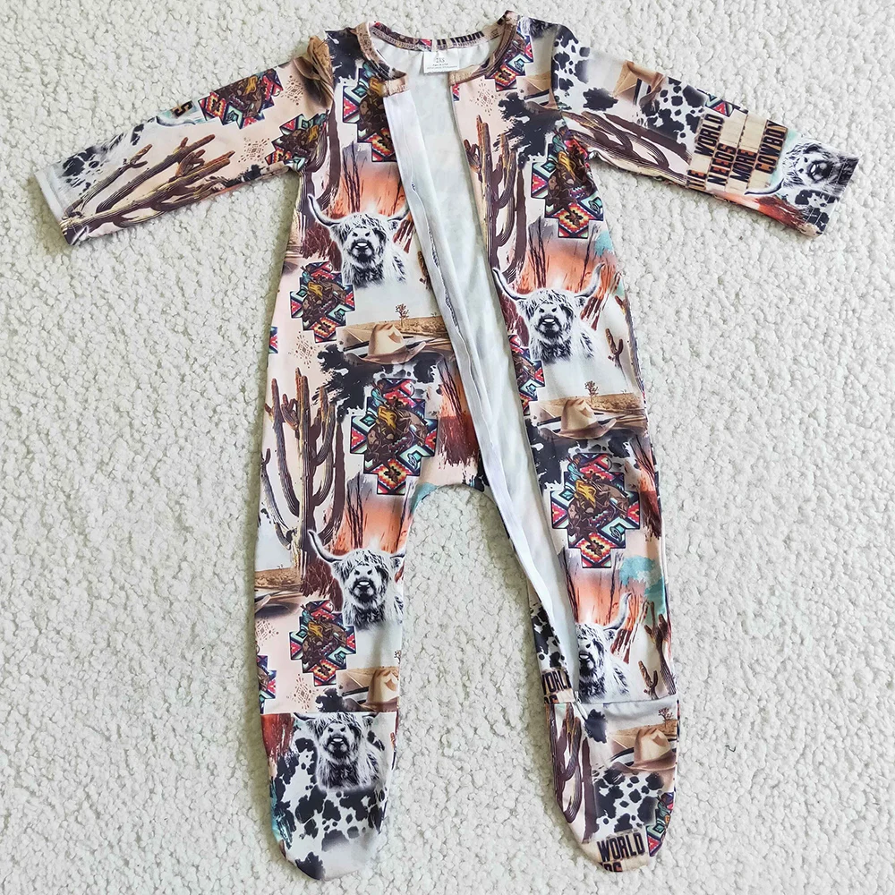 Hot Sale Infant Baby Footie Rompers Fall Unisex Romper Farm Boutique Zipper Design Toddlers Girls Rompers Jumpsuit New