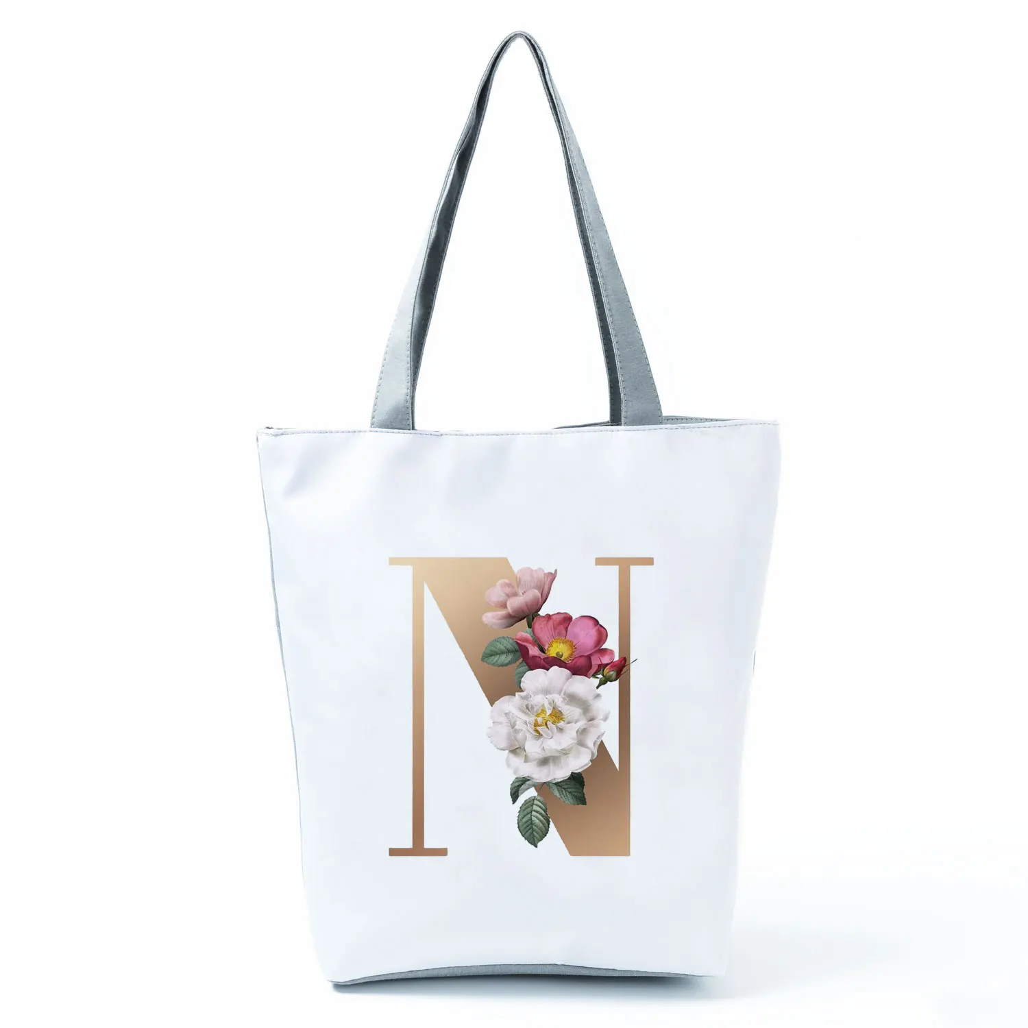 best women's bags for work Floral Letter Shopping Bags Customizable Bag Simple Large Designer Handbags Shoulder Canvas Shopper for Groceries Sac Tote black tote bag