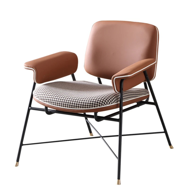 

Industrial Style Single-Seat Sofa Chair Study and Bedroom Office Chair Houndstooth Chair