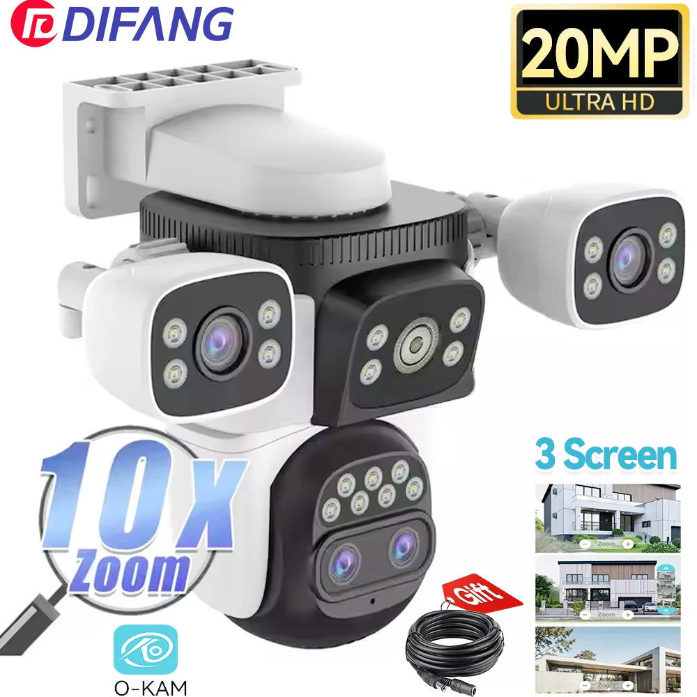 10K 10X Optics Zoom WiFi6 Camera Outdoor 20MP rThree Screen